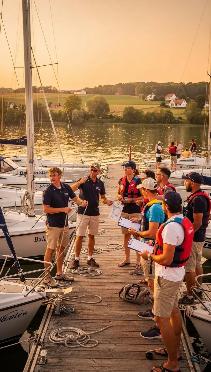 Vitorláshajó a vízen, naplementében.